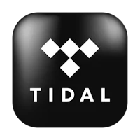 the tidal logo on a black square button